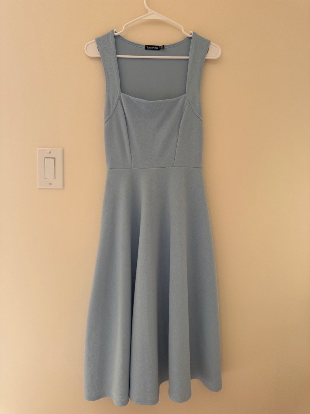 Boohoo Square Neck A-Line Midi Dress Blue Size 6 Bridesmaid Formal Wedding Guest